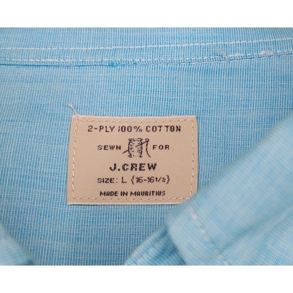 J.Crew Mens Size L Blue Long Sleeve Button Up Size Large 100% Cotton - Picture 5 of 8